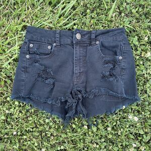 American Eagle Shorts Womens‎ Size 4 Black Denim Jean Distressed Cutoff Short